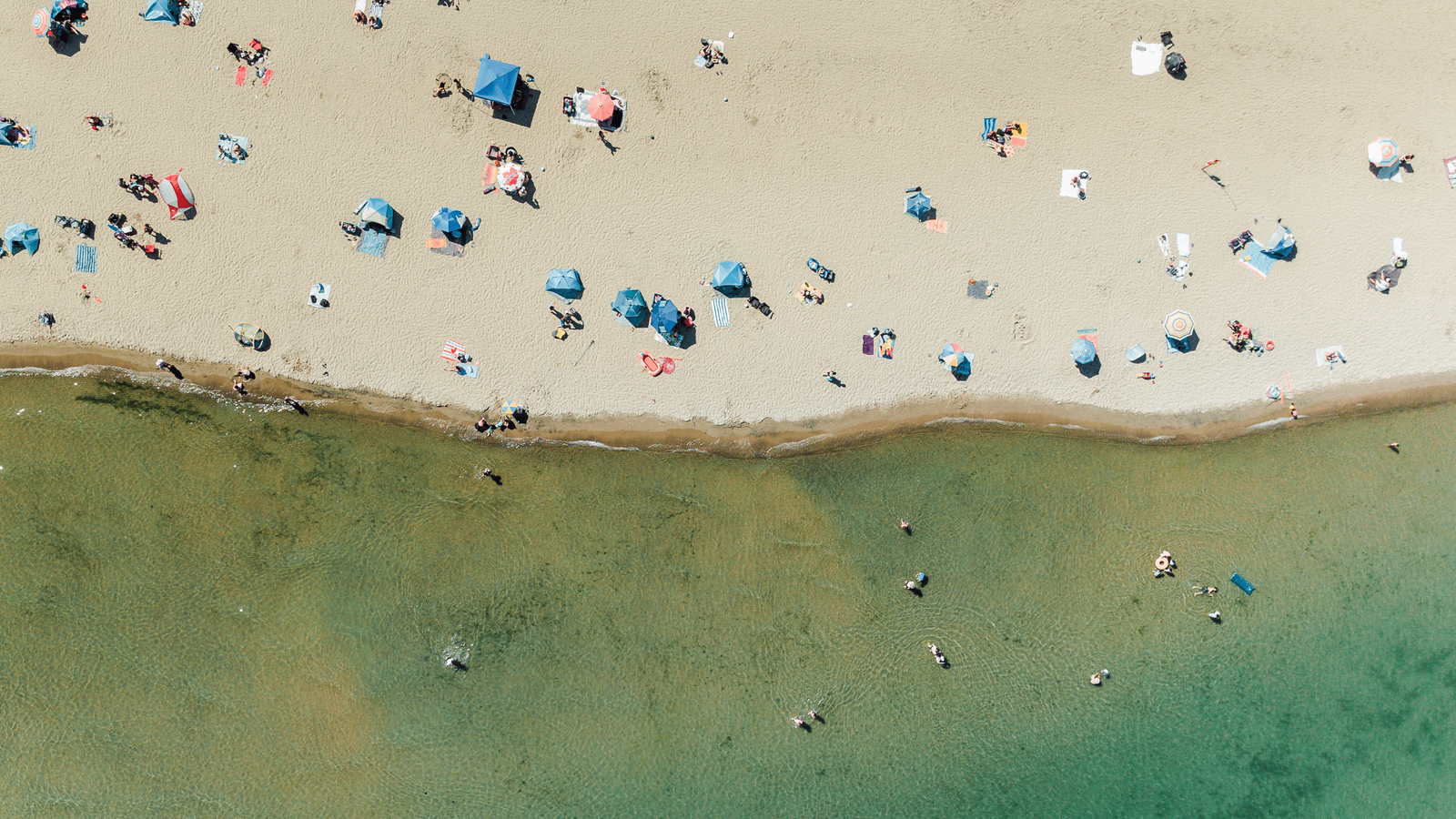 Lakeview Village aerial view of beach and waterfront